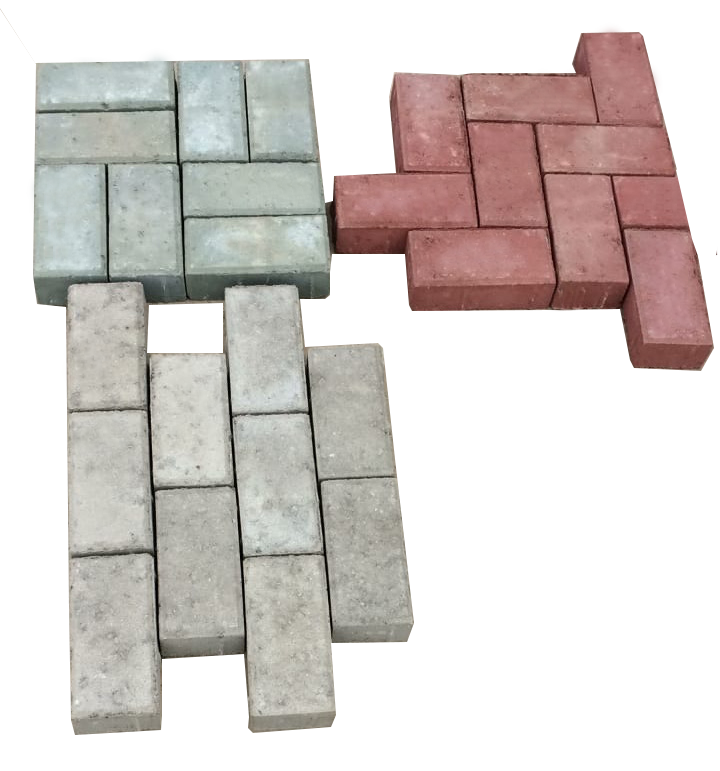 Piso holandês (paver) cinza e vermelho